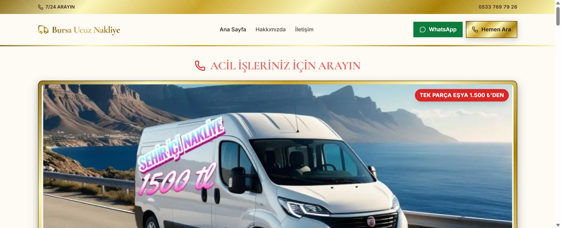 Örnek iş — bursaucuznakliye.net.tr anasayfası